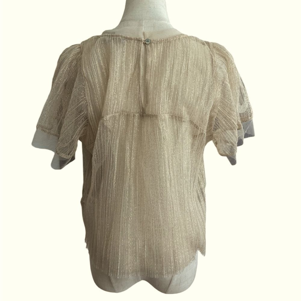 Anthropologie Sarah Hann Jody Sheer Top Blouse Neutral Shimmer Size Medium NWT - Picture 5 of 12